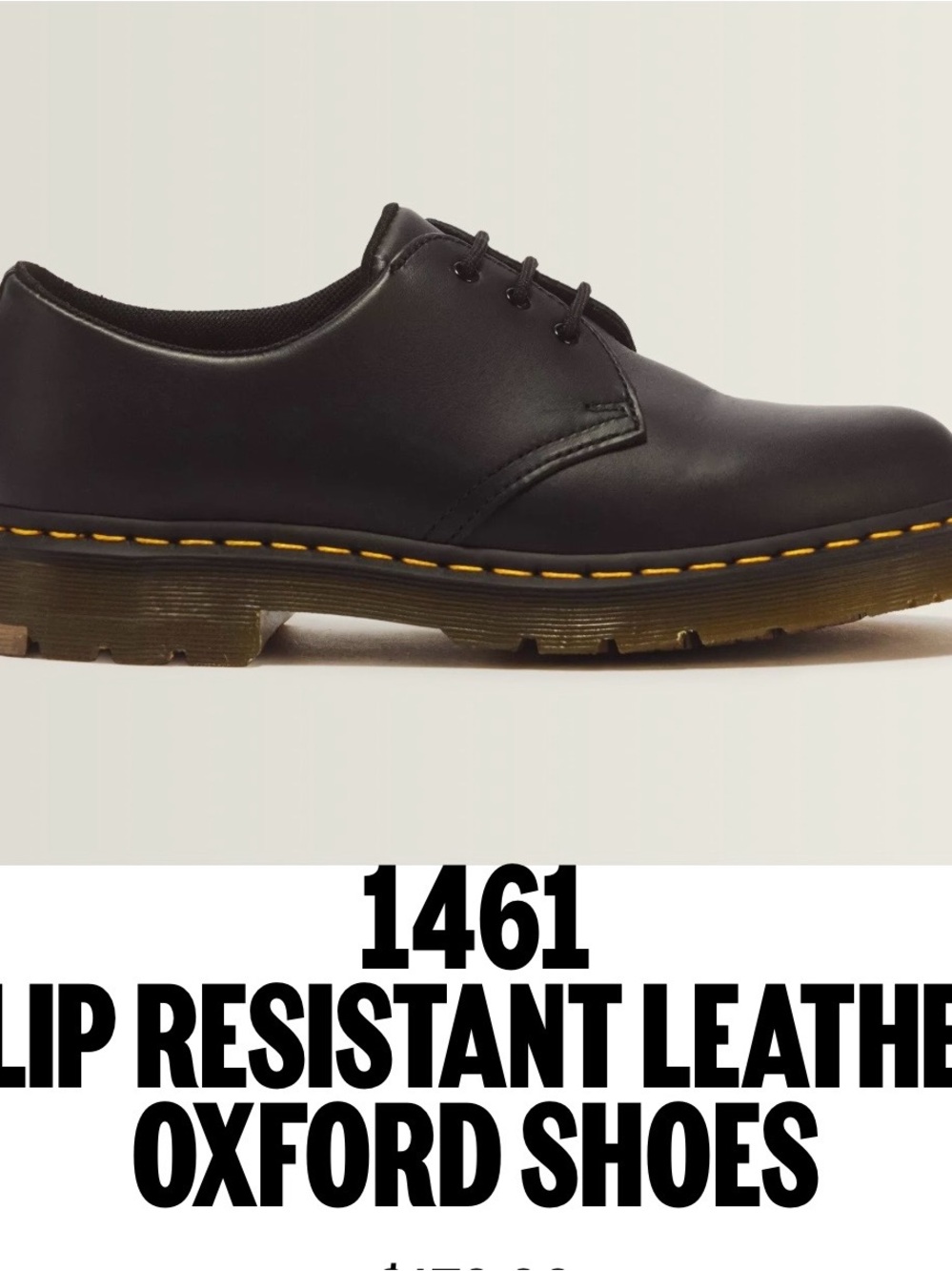 Dr. Martens Black Leather 3-Eye Derby with Yellow Stitching